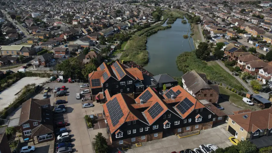Aerial view of homes in Canvey Island